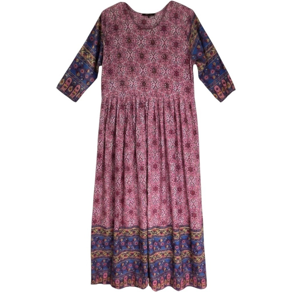 Aradhna Kurti Beaded Dress Womens L Indian Ethnic Fusion Prairie Maxi Burgundy